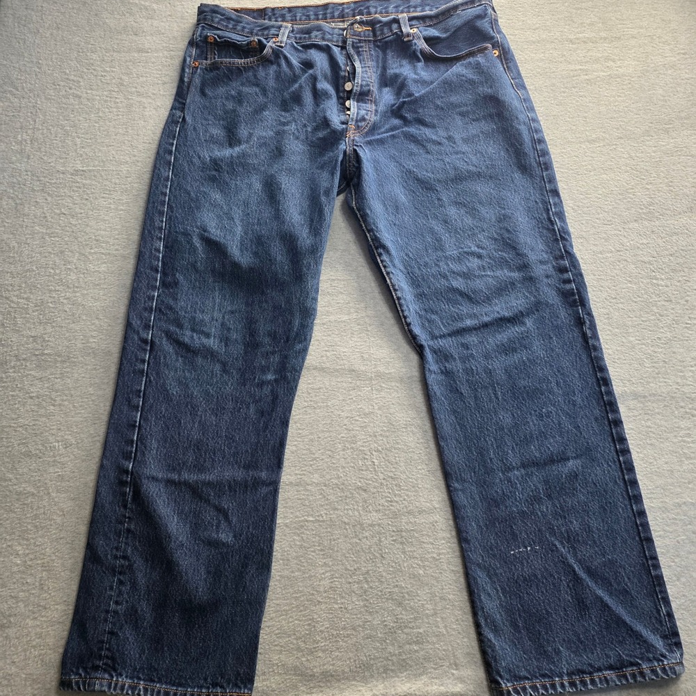 Levis 501 Original Fit Mens Jeans Dark Wash Blue Button Fly Denim 40x30‎